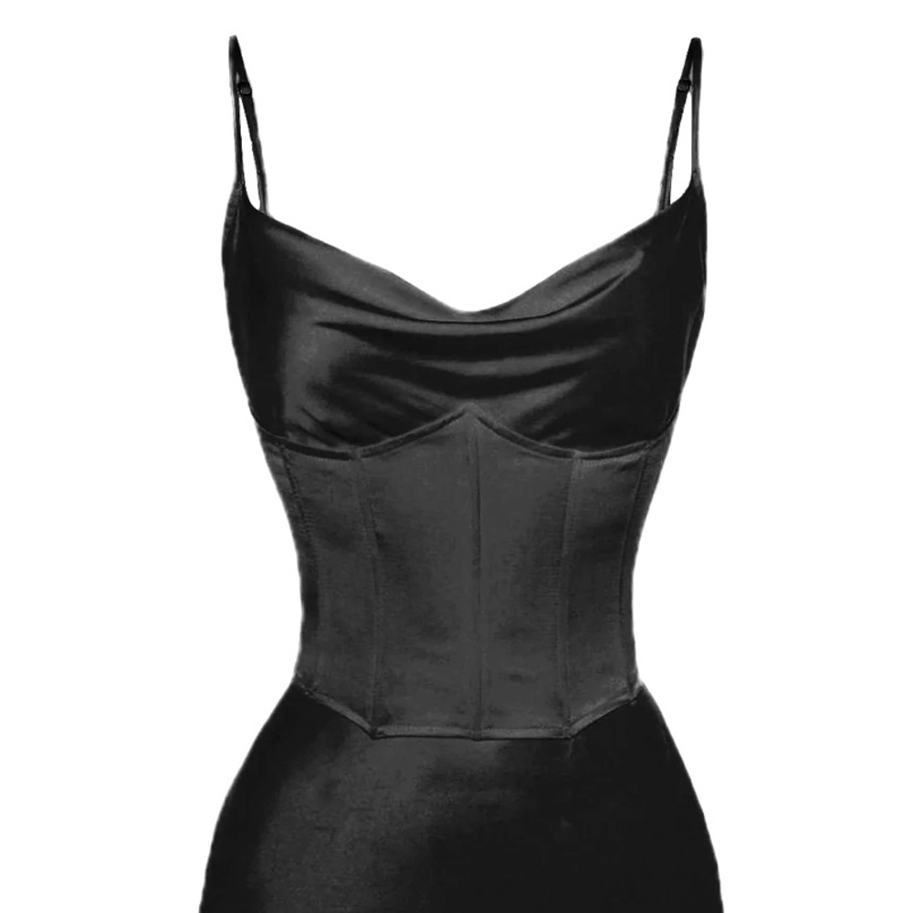 HEIRESS BEVERLY HILLS NWT Satin Corset Mini Dress Black